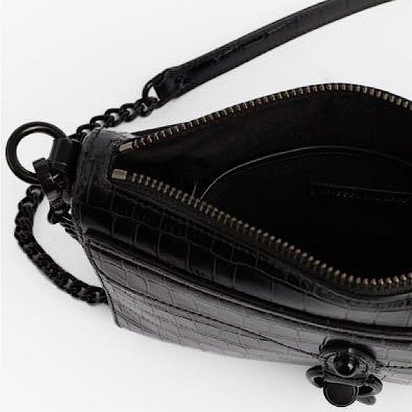 NEW‼️ REBECCA MINKOFF - Mini M.A.C Black Embossed Leather Crossbody Bag - Picture 14 of 17